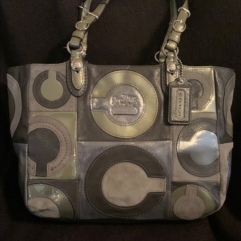 Coach Gray Patchwork Tote Bag